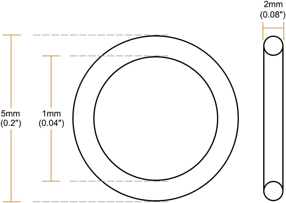 sourcing map Fluorine Rubber O-Rings, 5mm OD 1mm ID 2mm Width FKM Seal Gasket for Machinery Plumbing Green, Pack of 10 - Image 4