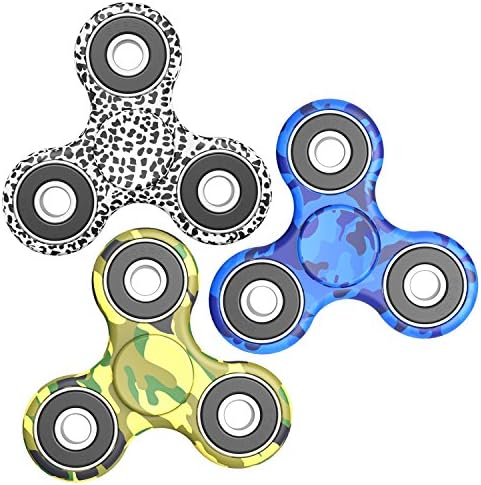 LUSCREAL Fidget Spinner [Anti Anxiety] Colorful Figit Hand Toy for Relieving Boredom ADHD Autism(3 pack Mix Leopard Brown+Mouflage Green+Mouflage Blue)