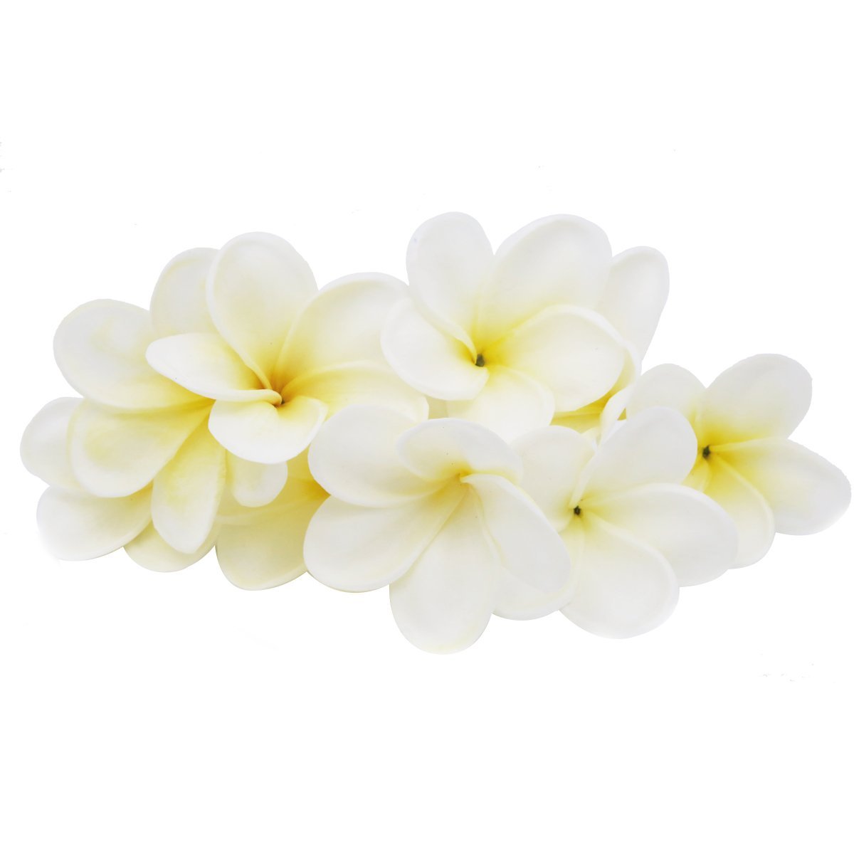 Winterworm Bunch of 10 PU Real Touch Lifelike Artificial Plumeria Frangipani Flower Bouquets Wedding Home Party Decoration (Yellowish White)