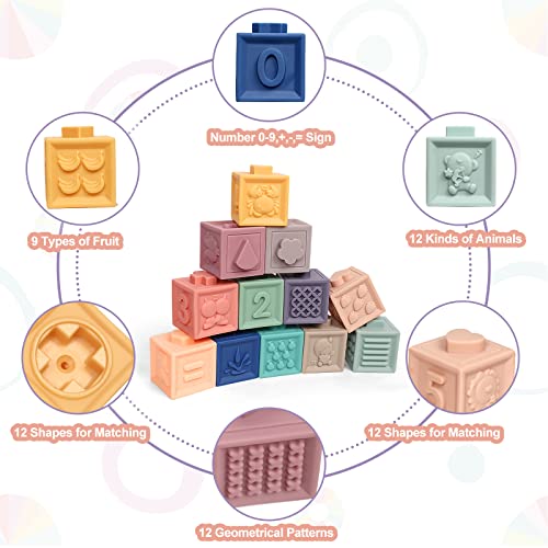 Abellzos Baby Soft Blocks, Stacking Building Blocks, Baby Toys Teething ...