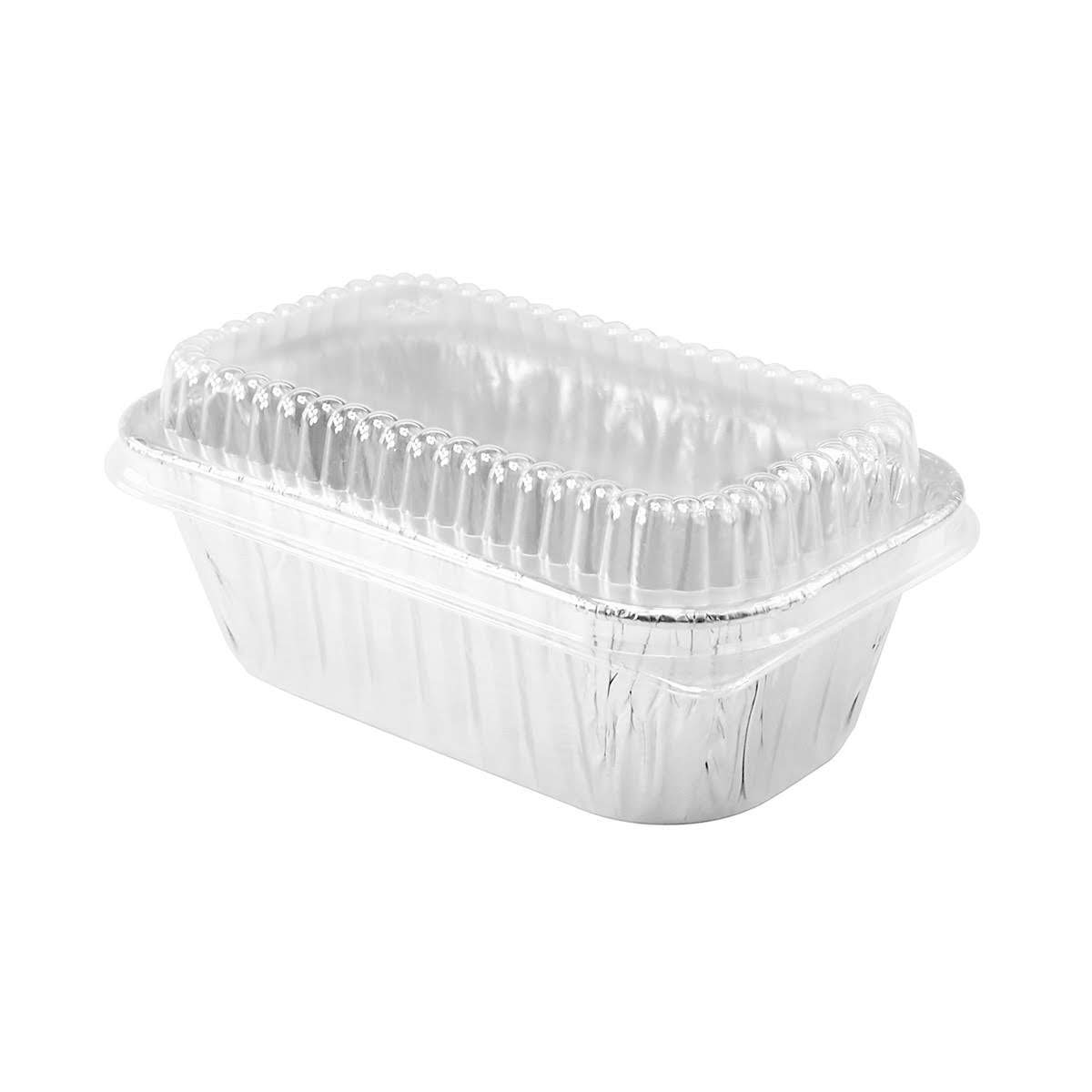 KitchenDance Disposable Aluminum 1 Lb Mini Loaf Pan with Clear Lid - 15 Ounces Aluminum Foil Heavy Duty Mini Loaf Baking Pan, Aluminum Foil Pans for Baking, Cooking, Storing, Preparing Food, 20 Sets