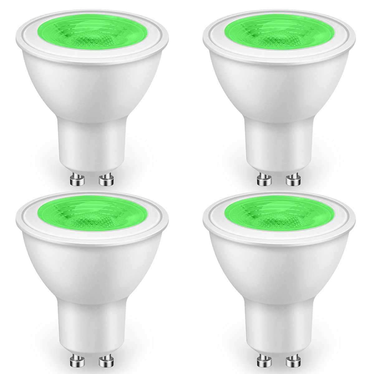 GlowsLand GU10 LED Bulbs Colour Green 5W [Equivalent to 50W Halogen Bulb] Non-dimmable,500LM,38°Narrow Beam Angle Spot Lights Used for Landscape, Decoration, Mood Lighting(Pack of 4)