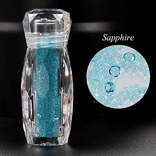 1 Bottle Micro Pixie Beads Gravel Nail Crystals For Nails Colorful Multicolor Micro Strass Glass Caviar Beads Nail Art 3D Decorations (Sapphire)