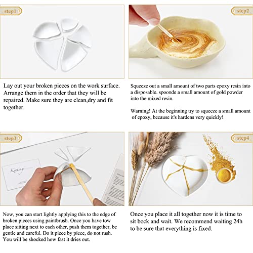 Kintsugi Repair kit, Pottery Repair kit Comes with Two Mini Practice