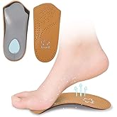Leather Orthotic Inserts with Metatarsal Pad, 3/4 Arch Support Insoles Shoe and Padding at The Heel for Men and Women (EU43-44/US M10-11, 3/4 Leather Orthotic Inserts)