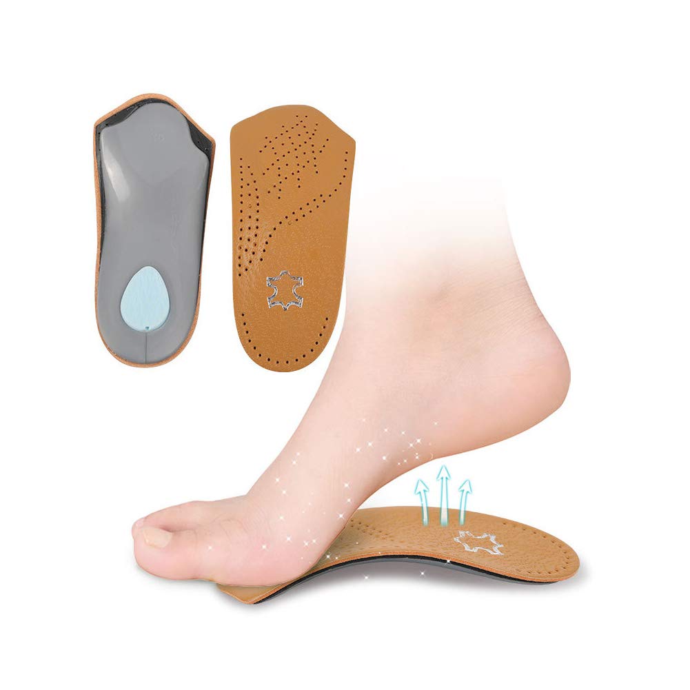 Photo 1 of 3/4 Leather Orthotic Inserts with Metatarsal Pad, Arch Support Insoles Shoe and Padding at The Heel for Men and Women
