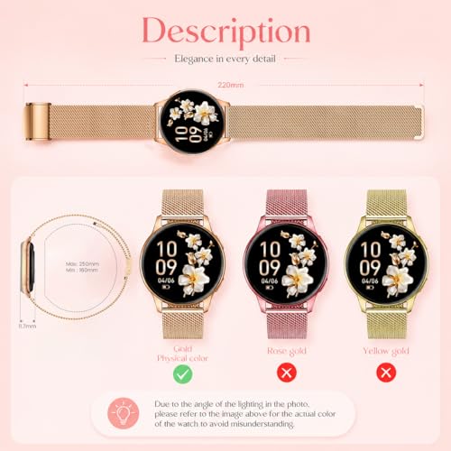 Women's Smart Watch with Bluetooth Call: 1.32" AMOLED HD Round Smartwatch IP68 Waterproof Activity Fitness Bracelet with Blood Pressure Monitor Sleep SpO2 with 120+ Sports for Android iOS