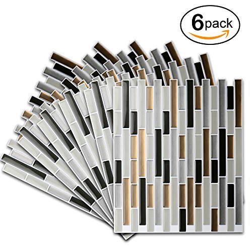 Premium Peel and Stick Tile Backsplash,Stick On Backsplash Wall Tiles for Kitchen & Bathroom-Removable,Self Adhesive-11 x 9.2" (6 Sheets)