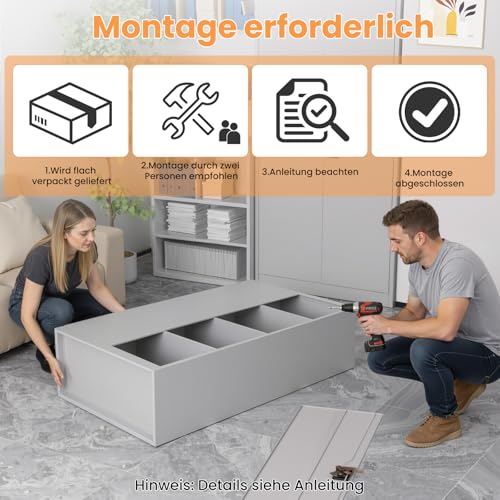 Frideko Filing Cabinet 90 x 40 x 185 cm - Metal Cabinet with 2 Doors and 2 Adjustable Shelves, Storage Cabinet with Lock for Home, Office and Warehouse, Light Grey