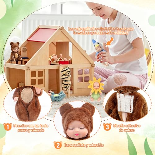 ZVXCABV 16 Piezas de Mini Muñecas Renacidas, Mini Muñecas Durmientes, Muñecas Realistas con Ropa Linda y Botellas de Leche, Adecuadas para Regalar Juguetes A Niñas, Juguetes para Niños (16)