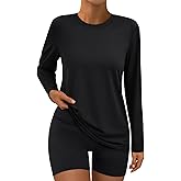 AUTOMET Women's Long Sleeve Workout Tops Swim Hiking Sun Shirts Gym UPF 50+ Tshirts UV Rash Guard 2026 Spring Sports Clothes