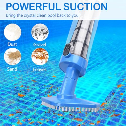 Wireless Pool Vacuum Cleaner, 3 in 1 Rechargeable Handheld Pool Vacuum Cleaner with Telescopic Handle, Electric Pool Cleaner for Pool, Spa, Jaccuzi