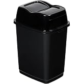Garbage Can with Swing Top-Split Lid | Small Trash Can with Lid | Durable Plastic | Slim &amp; Sturdy Trash Bin | Fingerprint Resistant | 1.25 Gallon / 5 qt / 5 L - Black | Superio Brand