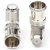 ANHAN Right Angle F-Type Female to F-Quick Push On Male Plug Adapter Male/Female Connector F-pin Coaxial Quick Connect Adapter 2Packs