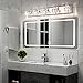 PRESDE Crystal Bathroom Vanity Light Fixtures 5 Light Bathroom Light Fixtures Over Mirror Modern LED Chrome Bath Lighting