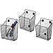 MyGift Set of 3 Magnetic Dry Erase Marker Holder, Silver Wire Storage Basket Office Supplies Organizer, White Board Pen Holders (Black)