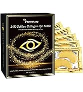 Permotary 30 Pairs 24K Gold Gel Collagen Eye Pads,Crystal Collagen Under Eye Mask for Moisturizin...