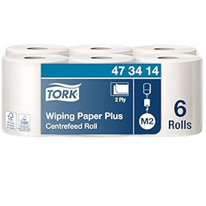 Tork 473414 Mehrzweck Papierwischtücher für das M2 Innenabrollungspendersystem/ 2-lagiges stabiles Papier in Weiß/ 6 x…