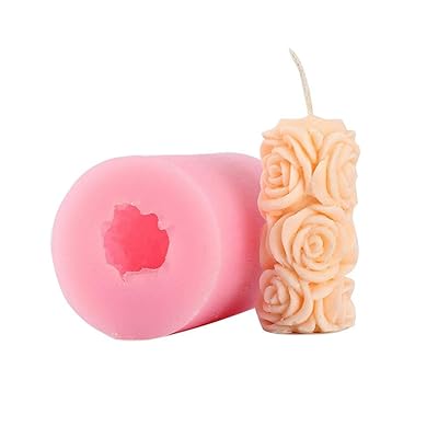 قالب شمعة الورد - قالب اسطوانة زهرة الورد قالب سيليكون للصابون اليدوي ، قنبلة حمام ، قضيب غسول ، تلوين ، شمع ، جص باريس ، بوليمر كلاي