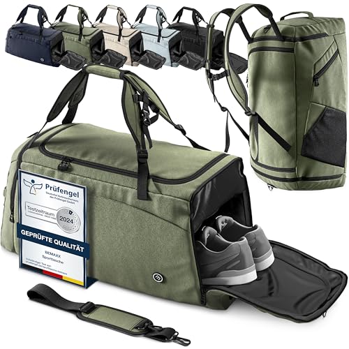 Sporttasche Trainingstasche + Rucksack, Schuhfach, Nassfach | Reisetasche Schwimmtasche Fitnesstasche Sport Gym Fitness Umhängetasche Handgepäck Weeke