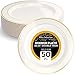 ELITE SELECTION Disposable Plastic Dinner Plates - 50 Pack Premium Quality 10.25” Cream Plate with Elegant Gold Swirl Rim Design for Wedding, Birthday, Dinner Party