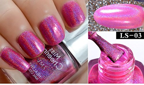 Quartly 7MLNail Polish New Glitter Effect Diamond Laser Nail Polish Pretty Holographic Holo Glitter Gel Nail Polish No Polish Foil Nails Art Holographic (C) - Thumbnail 3