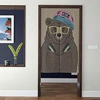 QYUESHANG Japanese Style Tapestry Noren Door Hallway Kitchen Bedroom Curtain Hip Hop Bear Tide Dress Sports Skateboard Animal Cartoon 3D Print Long Type for Feng Shui Geomancy Home Custom Curtains