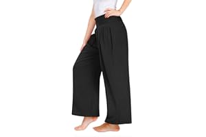 Cotton Linen Pants for Girls Summer Gauze Elastic High Waist Wide Leg Trousers with Pockets Kids Plain Casual Beach