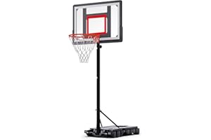 Mayfire Kids Basketball Hoop Adjustable Height 4-8.5 FT, Portable Basketball Goal System with 33" Shatterproof Backboard for Kids Youth Teens in Driveway, Backyard, Outdoor Play