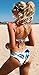 CUPSHE Women's Colorful Floral Print Strappy Padded Bikini Set Thong Sexy Swimwear (L, Blue)