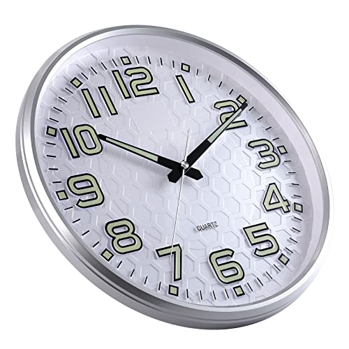 Plumeet Night Light Wall Clock 13'' Bedroom Wall Clocks with Silent Non
