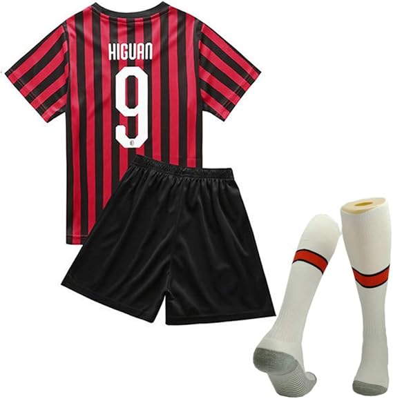 Amazon 子供のサッカーユニフォーム サッカーtシャツショーツソックストレーニングキャンプキット 19 ミラノホームユニフォーム サッカー フットサル シャツ 通販