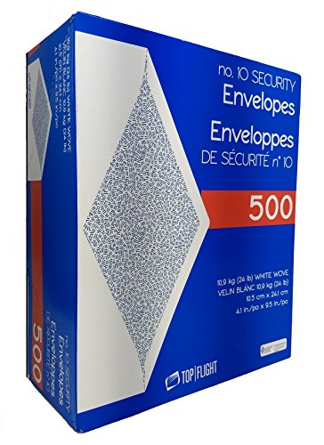 TOP C-BGS-664641 Top #10 Envelopes, 4-1/8 X 9-1/2", Security, White Tinted Paper, 24 Lb, 500 Count - Gftf10Nwt