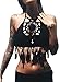 Women's Crochet Bralette Bralet Bra Floral Tassel Bandeau Bikini Bra Crop Tops, Black