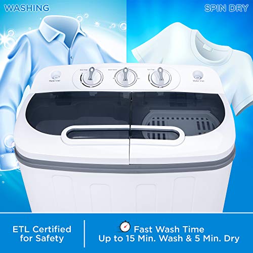 Best Choice Products Portable Compact Twin Tub Laundry Machine & Spin Cycle W/Hose, 13lbs