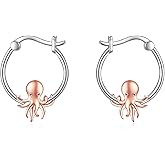 Axolotl/Koala/Pig/Octopus/Fox/Dinosaur Hoop Earrings for Women Girls 925 Sterling Silver Cute Animal Huggie Earrings Jewelry Gifts