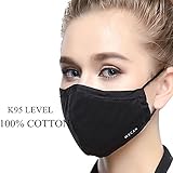 ZWZCYZ N95 Respirator Masks Anti-haze Masks 4 Layer Filter Insert Protective Filter Media Insert Activated Carbon Cotton Mouth Masks (Medium(Women's), Black)