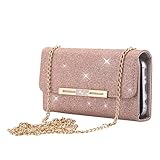 Galaxy S8 Plus Case, LONTECT Bling Glitter PU Leather 7 Card Slots Wallet Case Handbag with Detachable Magnetic Back Case & Metal Chain for Samsung Galaxy S8 Plus - Rose Gold