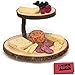 Paksh Novelty 2 Tier Tree Bark Cheese Board Serving Tray, Brown