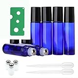 EEEKit 6Pcs 10ml Cobalt Blue Glass Roller Bottles