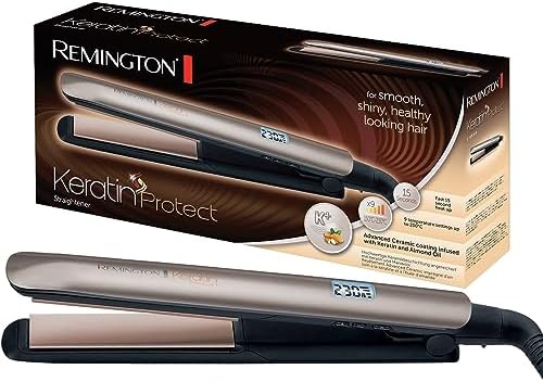 Piastra per Capelli - Keratin: Rivestimento Ceramico di alta qualità con Cheratina e olio di mandorle - Display LCD, 9 impostazioni di temperatura 150-230°C, piastra per capelli S8540