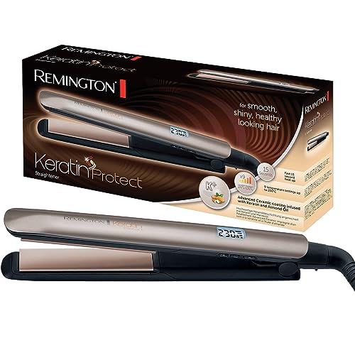 Glätteisen [hochwertige Beschichtung] Keratin (Keramikbeschichtung mit Keratin & Mandelöl angereichert) LCD-Display, 10 Temperatureinstellungen 150-230°C, Haarglätter S8540,Schwarz, 110 mm