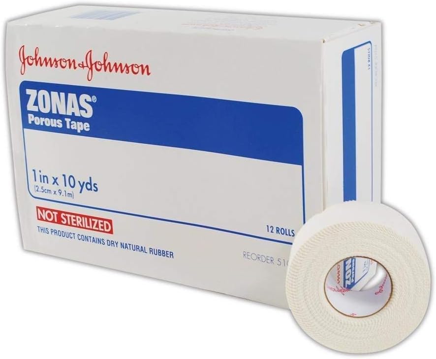 Zonas Porous Athletic Tape 1 Inch X 10 Yards (Box of 12 Rolls) Amazon