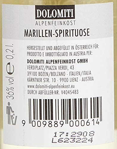Dolomiti Alte Marille Premium Spirituose 36% │ Alte Marille aus dem Barrique-Fass │ milder & fruchtiger Schnaps │ 6 x 0… – Bild 6