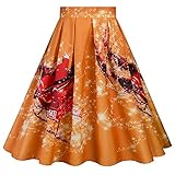 NREALY Xmas Skirt Womens Vintage A-line Floral High