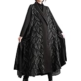 ellazhu Women's Coats Lapel Long Sleeve Oversize Zip Up Length Trench Printed Split Hem Outerwear GZ640 A