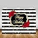 Mocsicka Red Rose Happy Birthday Backdrop Stripes Dots Birthday Photography Background 7x5ft Vinyl Women Birthday Party Banner Backdrops