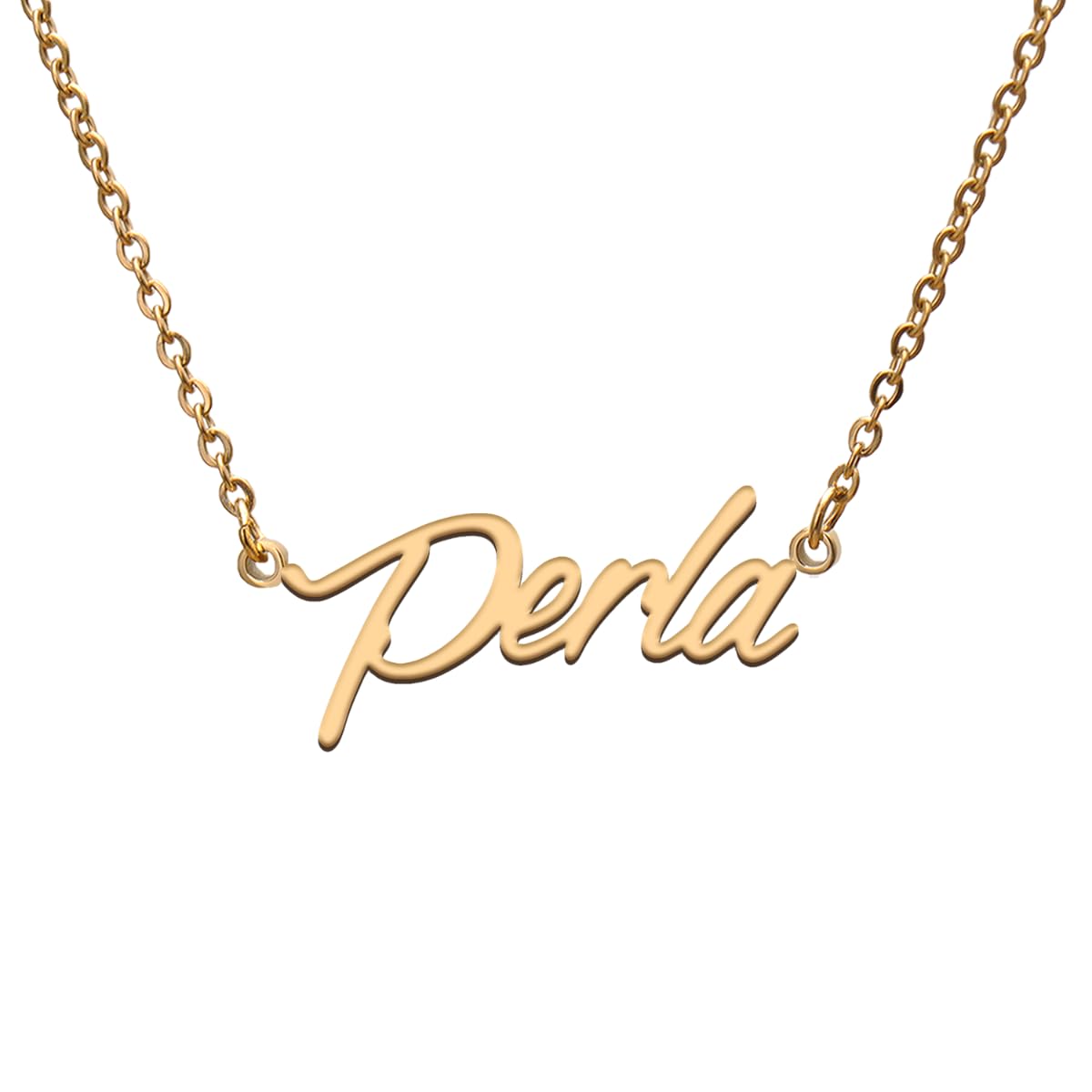 Perla Name Tag Necklaces for Her His Friends