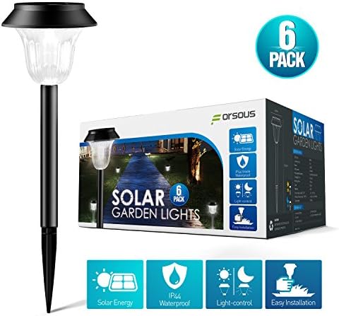 [2018 UPGRADED] Solar Lights Outdoor, 6 Packs Solar Pathway Lights for Garden/Walkway/Landscape Decoration, 7LM LED, Auto ON/OFF, IP44 Waterproof, Firm Design for Yard, Lawn, Patio, Driveway