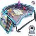 Moditty | Kids Travel Tray Bundle with Back Seat Car Organizer | Activity Play Table for Toddlers in Car Seats, Airplanes, Strollers (Blue)
